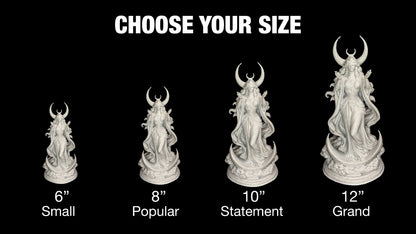 Triple Moon Goddess Statue - Marble Finish Lunar Goddess Sculpture