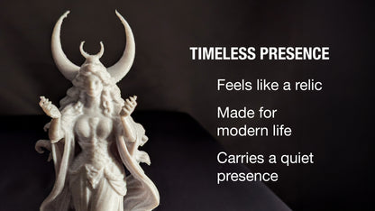 Triple Moon Goddess Statue - Marble Finish Lunar Goddess Sculpture
