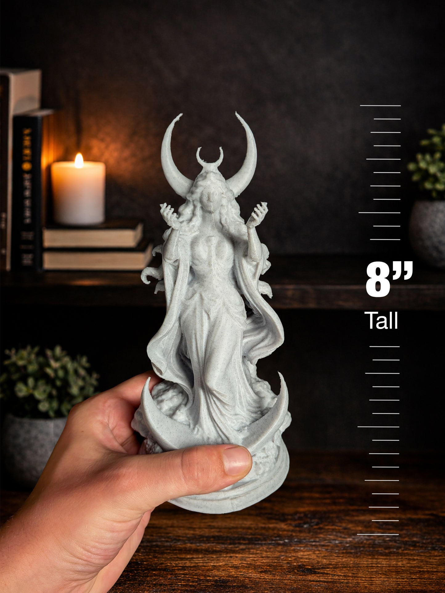 Triple Moon Goddess Statue - Marble Finish Lunar Goddess Sculpture