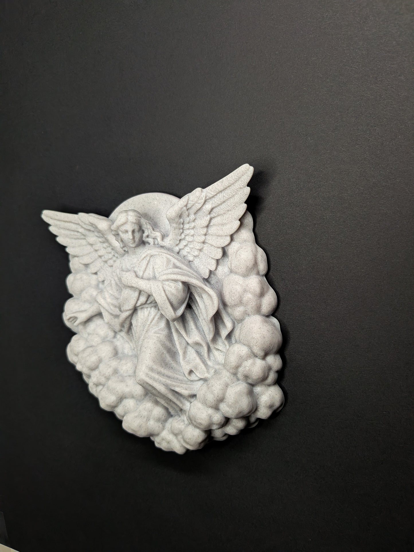 Angel Wall Art Relief - Marble Style Guardian Angel Sculpture