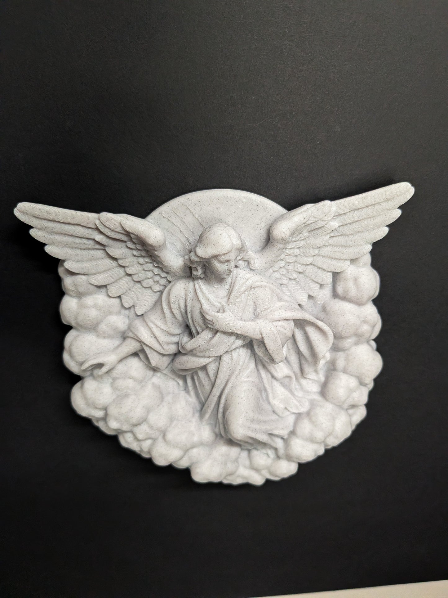 Angel Wall Art Relief - Marble Style Guardian Angel Sculpture