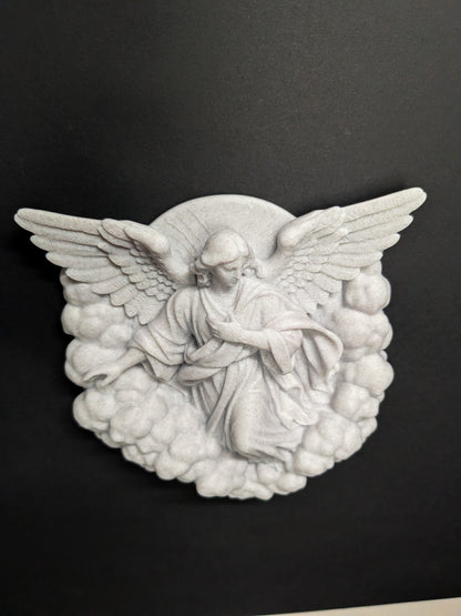 Angel Wall Art Relief - Marble Style Guardian Angel Sculpture