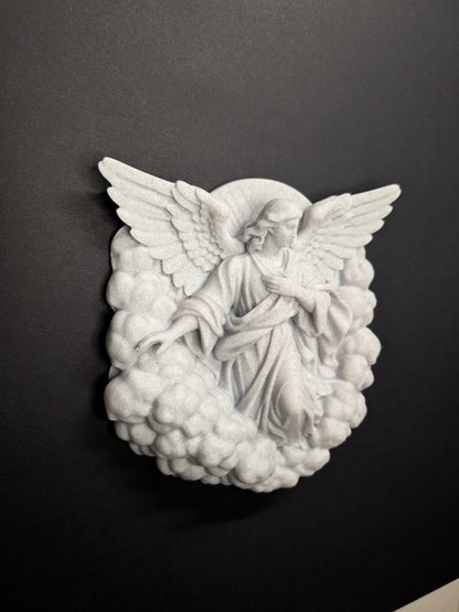 Angel Wall Art Relief - Marble Style Guardian Angel Sculpture