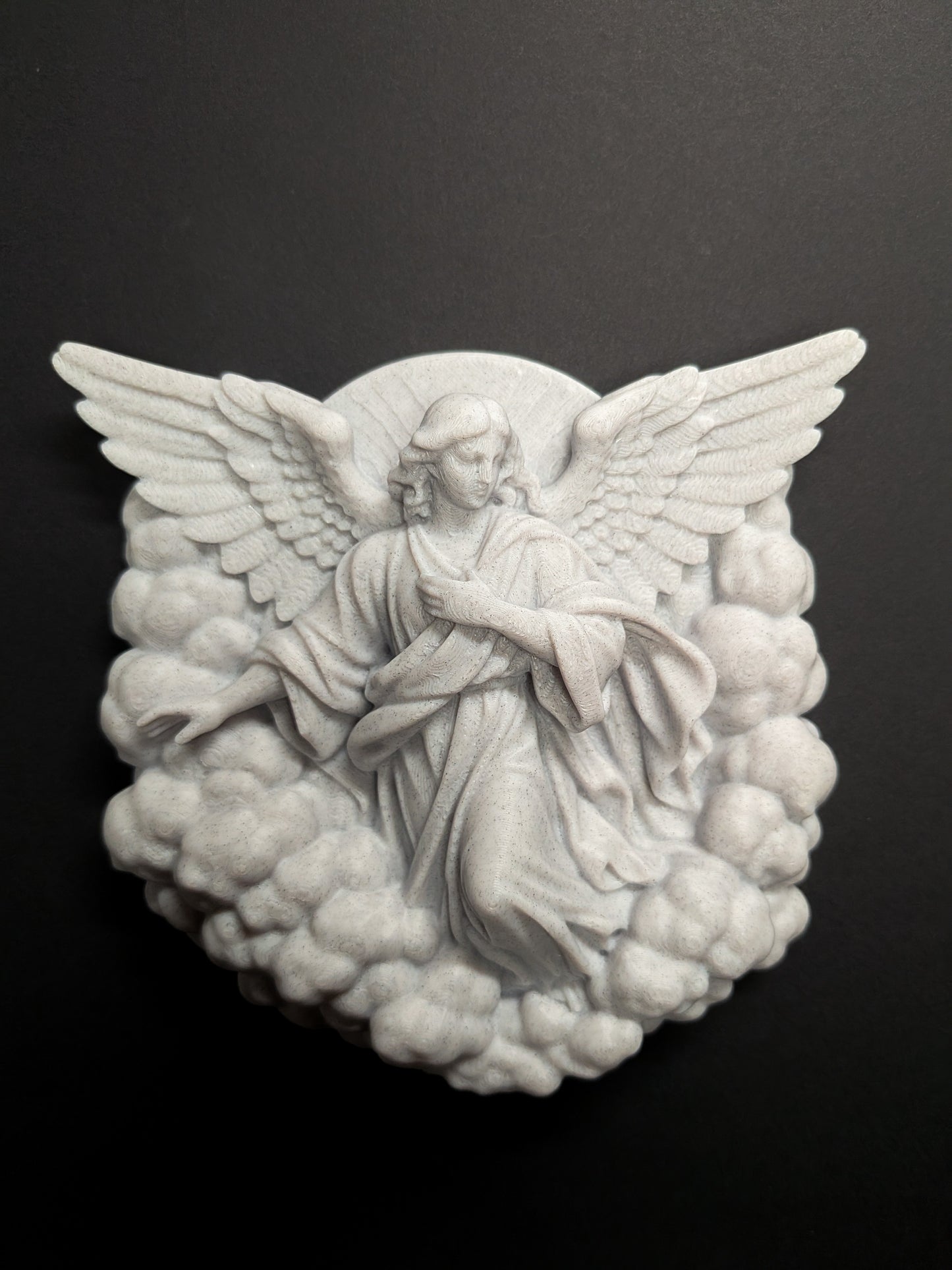 Angel Wall Art Relief - Marble Style Guardian Angel Sculpture