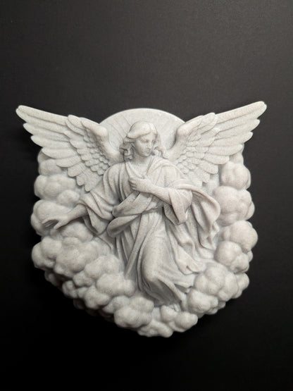 Angel Wall Art Relief - Marble Style Guardian Angel Sculpture
