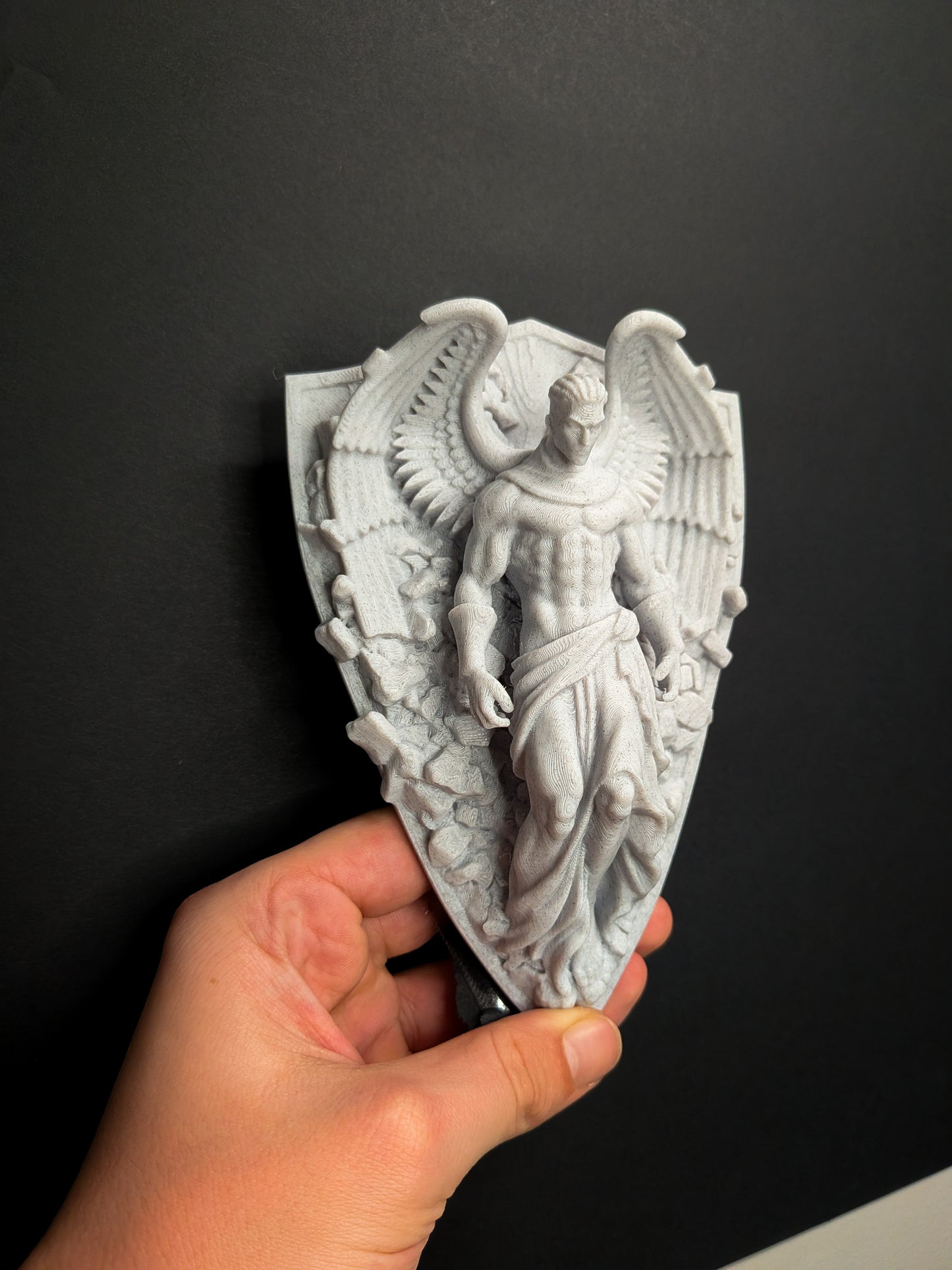 Archangel Wall Art - Marble Style Guardian Angel Wall Relief Sculpture