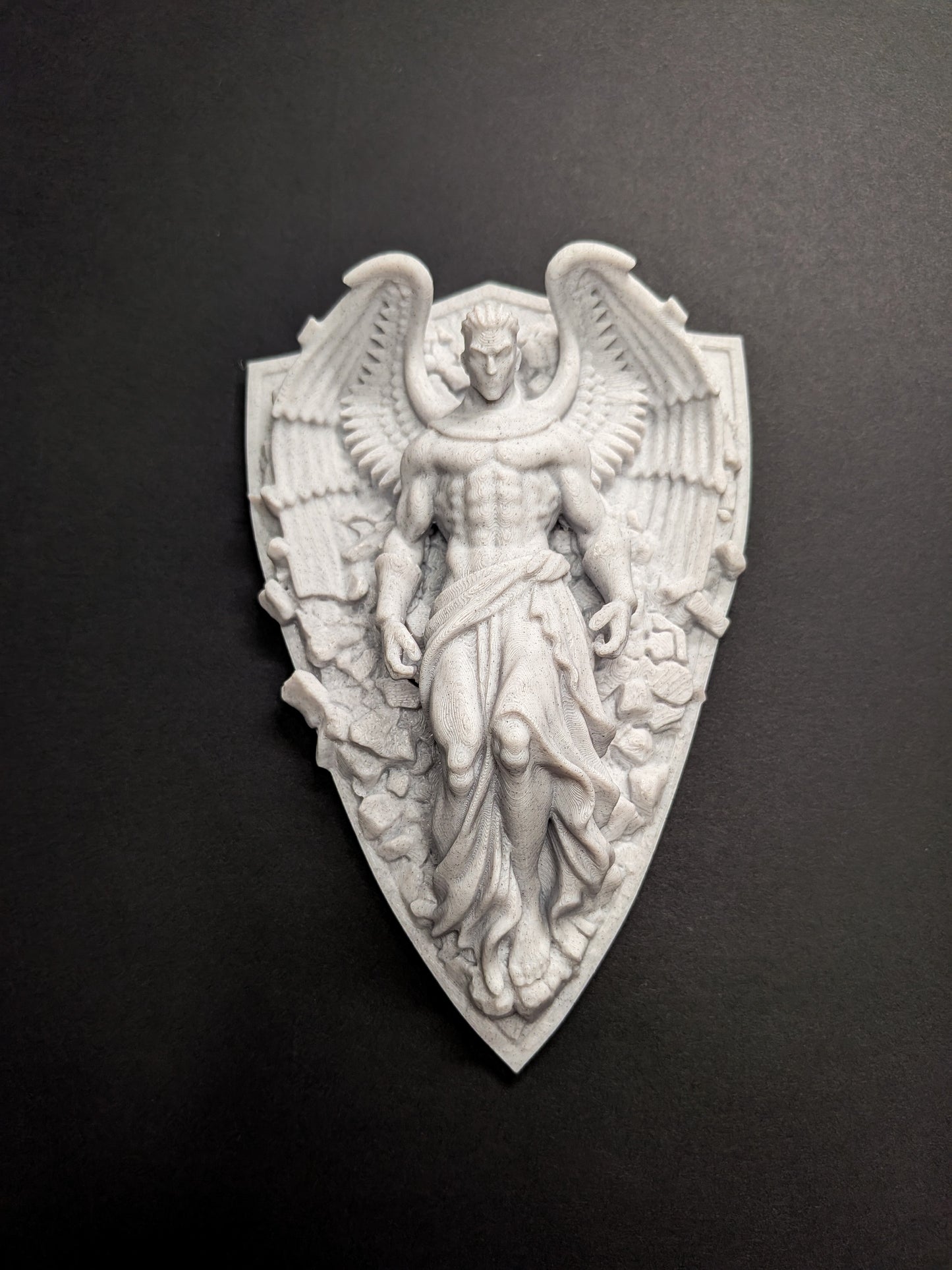 Archangel Wall Art - Marble Style Guardian Angel Wall Relief Sculpture