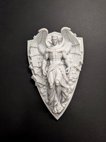 Archangel Wall Art - Marble Style Guardian Angel Wall Relief Sculpture