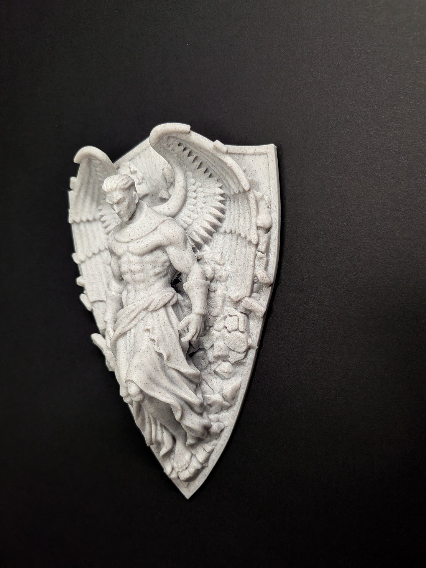 Archangel Wall Art - Marble Style Guardian Angel Wall Relief Sculpture