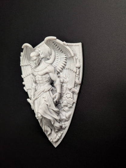 Archangel Wall Art - Marble Style Guardian Angel Wall Relief Sculpture