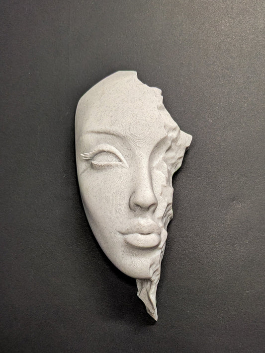 Abstract Woman Face Wall Relief - Marble Finish Minimalist Female Face