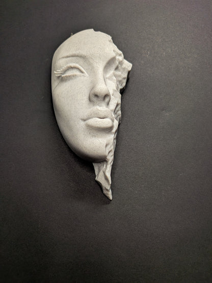 Abstract Woman Face Wall Relief - Marble Finish Minimalist Female Face