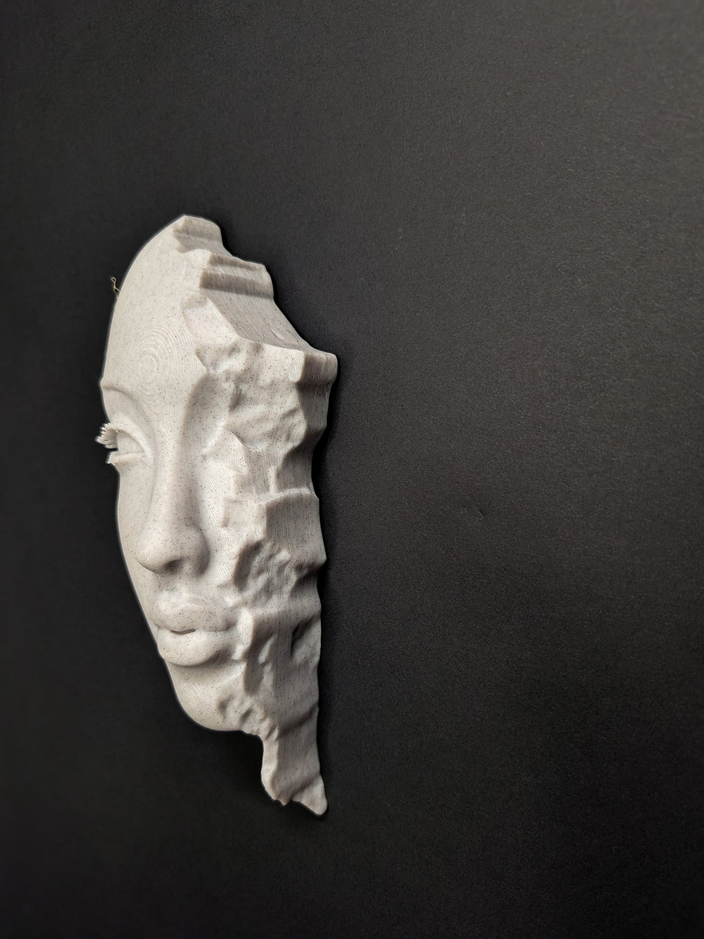 Abstract Woman Face Wall Relief - Marble Finish Minimalist Female Face