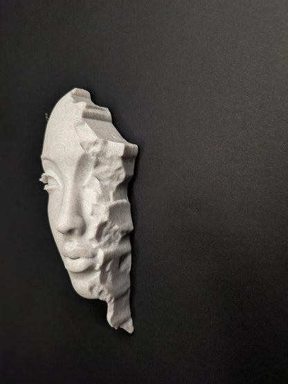Abstract Woman Face Wall Relief - Marble Finish Minimalist Female Face