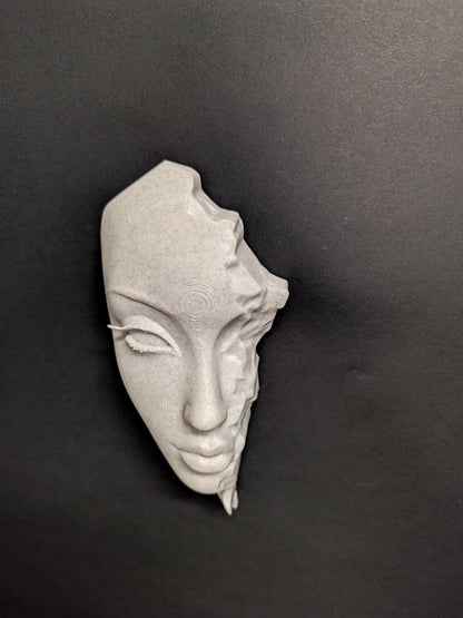 Abstract Woman Face Wall Relief - Marble Finish Minimalist Female Face
