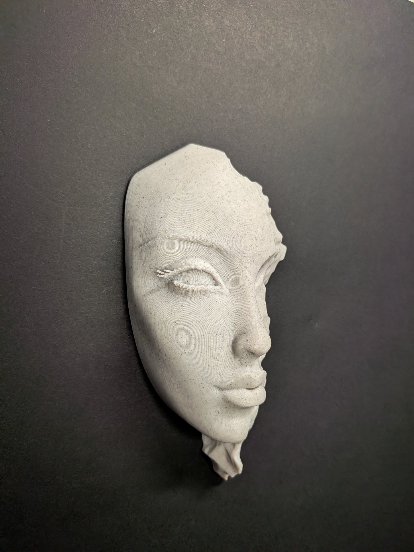 Abstract Woman Face Wall Relief - Marble Finish Minimalist Female Face