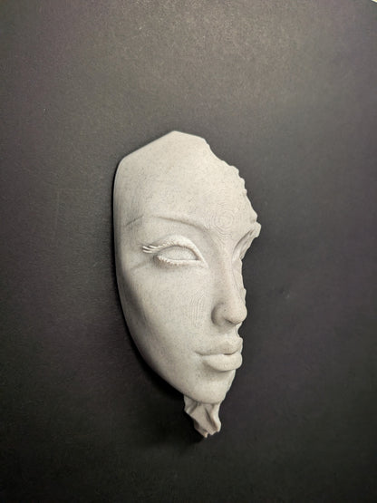 Abstract Woman Face Wall Relief - Marble Finish Minimalist Female Face