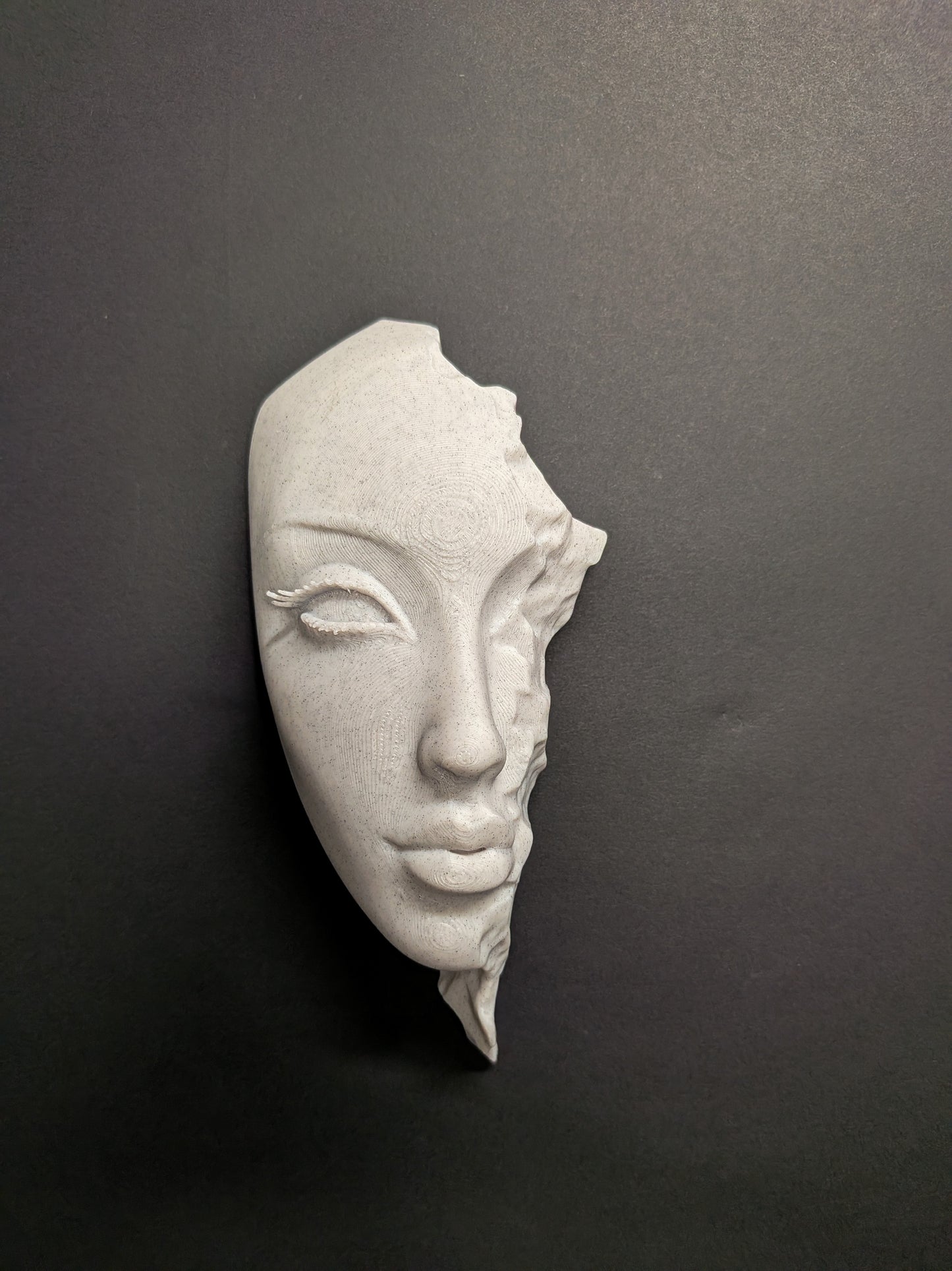 Abstract Woman Face Wall Relief - Marble Finish Minimalist Female Face