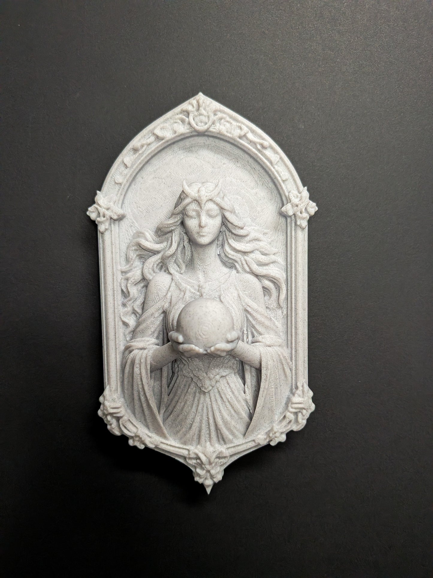 Moon Goddess Wall Relief – Marble Finish Celestial Wall Art