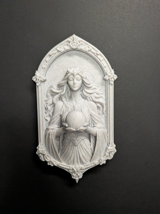 Moon Goddess Wall Relief – Marble Finish Celestial Wall Art