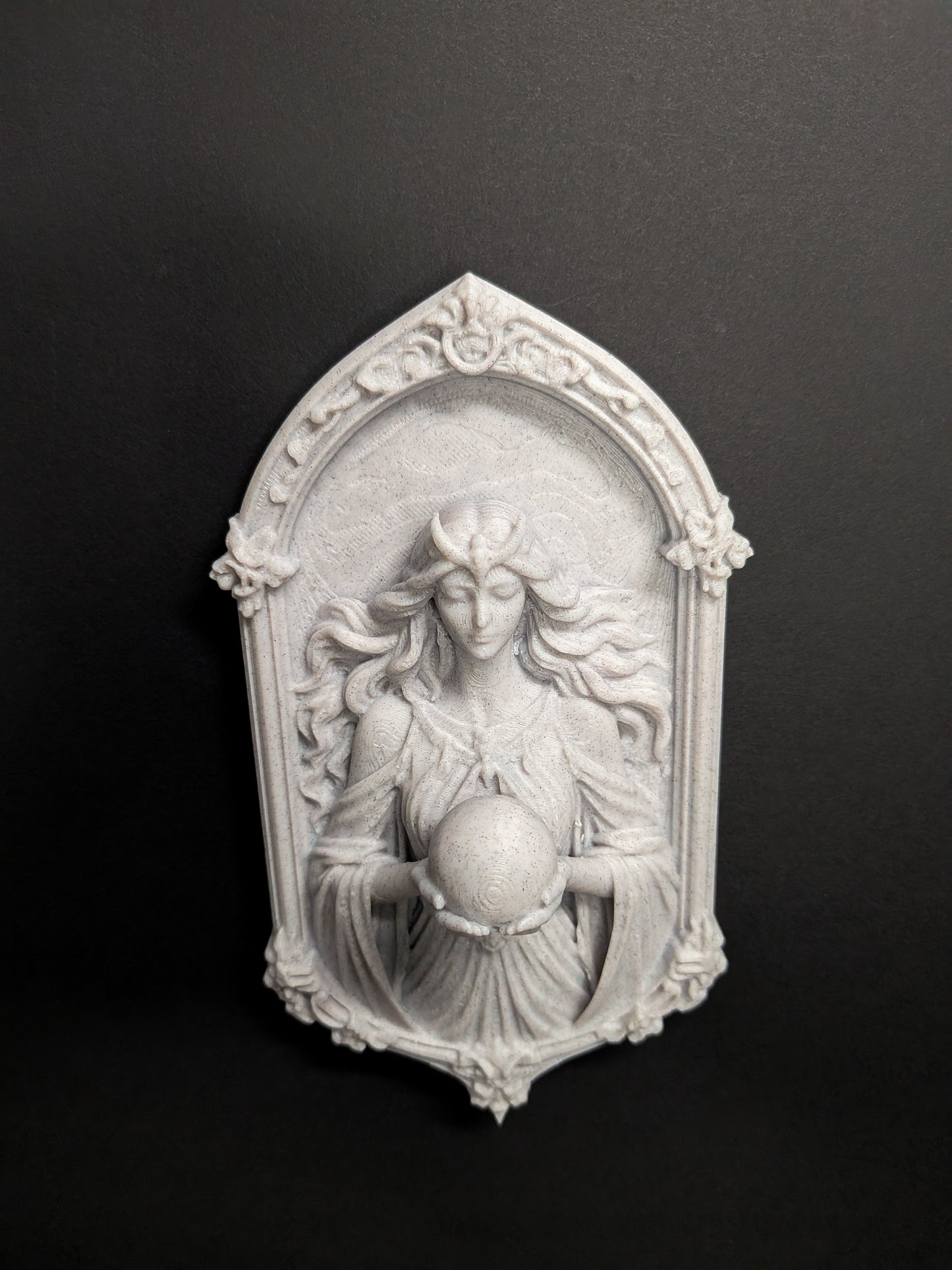 Moon Goddess Wall Relief – Marble Finish Celestial Wall Art