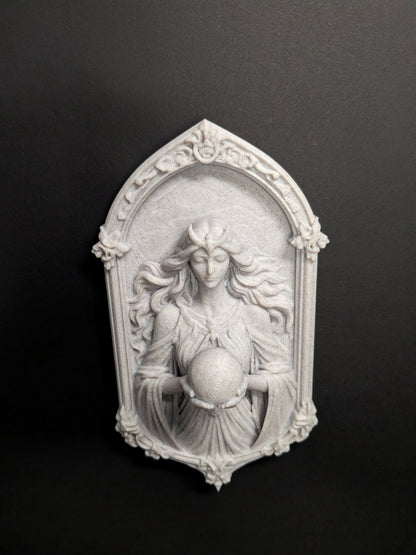Moon Goddess Wall Relief – Marble Finish Celestial Wall Art