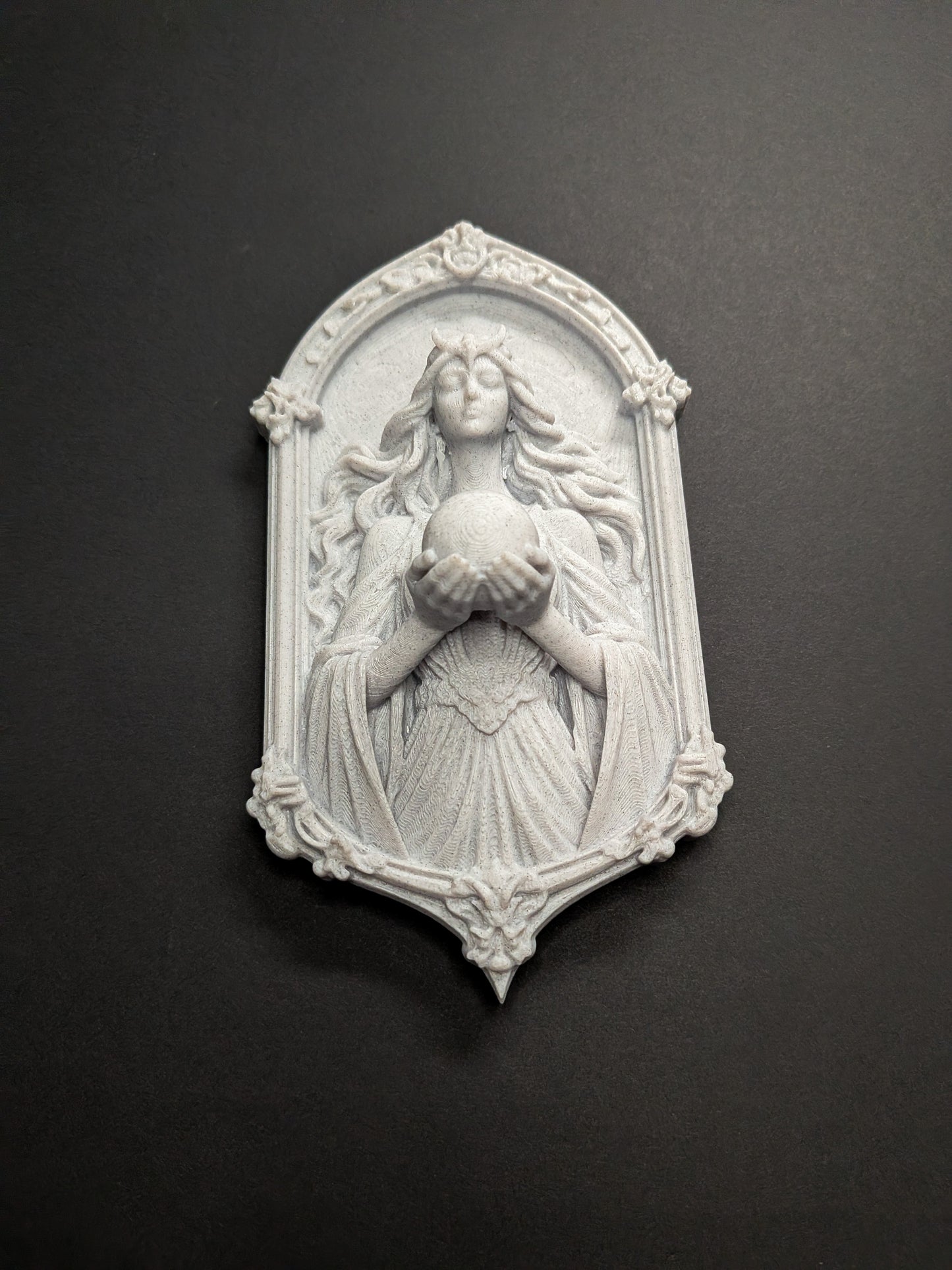 Moon Goddess Wall Relief – Marble Finish Celestial Wall Art