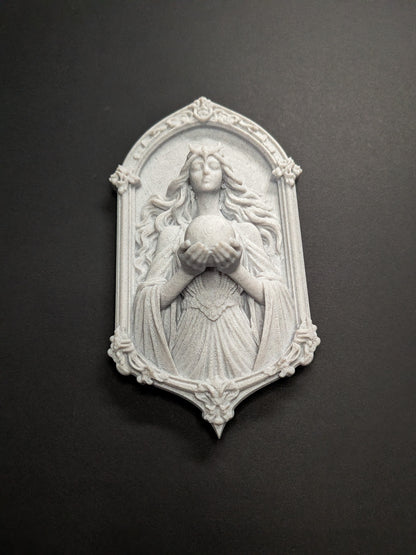 Moon Goddess Wall Relief – Marble Finish Celestial Wall Art