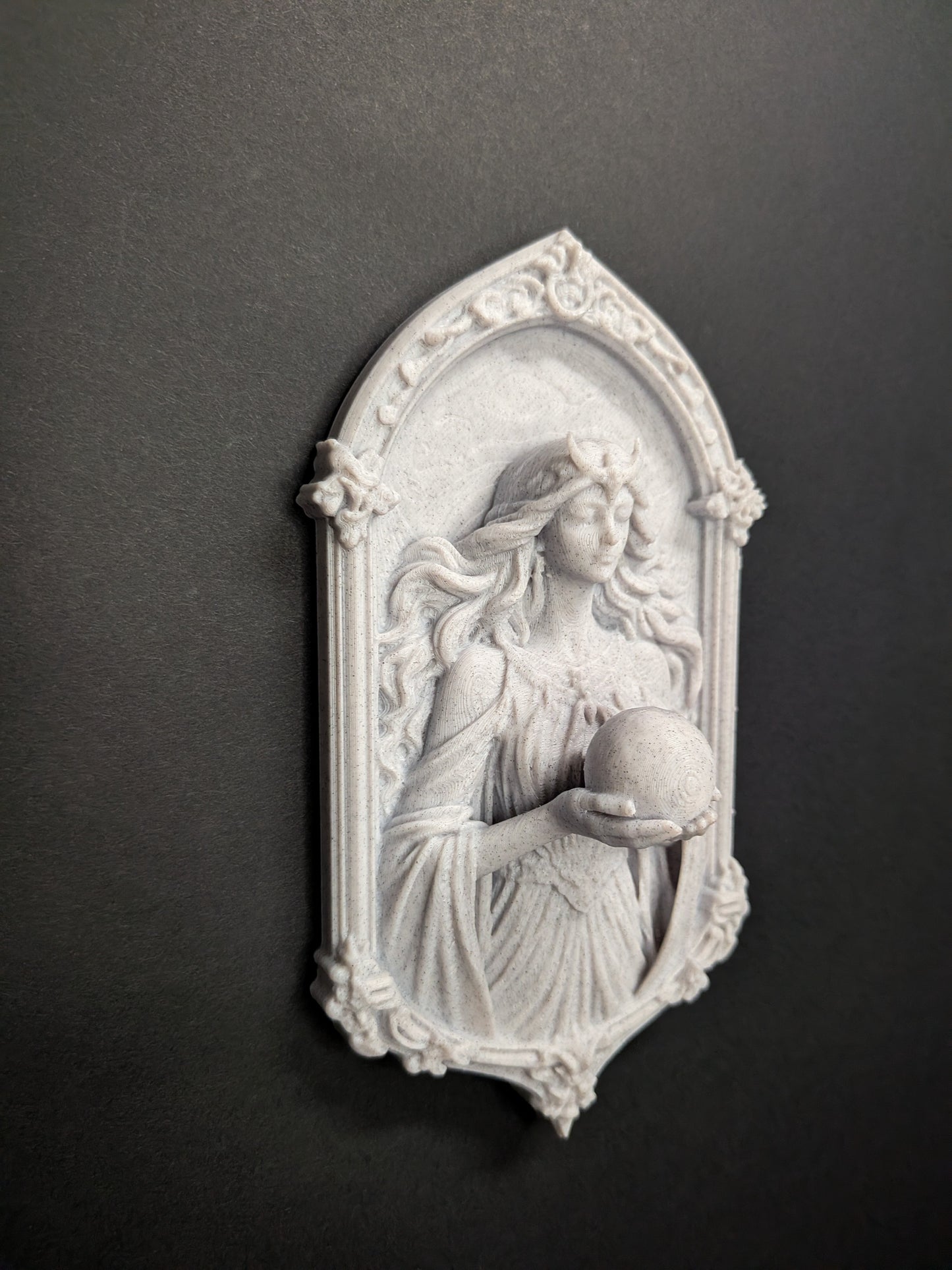 Moon Goddess Wall Relief – Marble Finish Celestial Wall Art