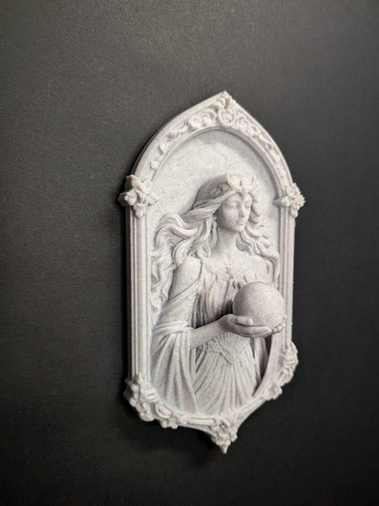 Moon Goddess Wall Relief – Marble Finish Celestial Wall Art