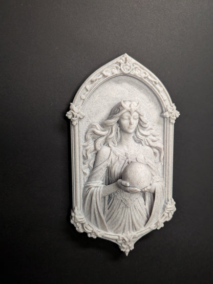 Moon Goddess Wall Relief – Marble Finish Celestial Wall Art