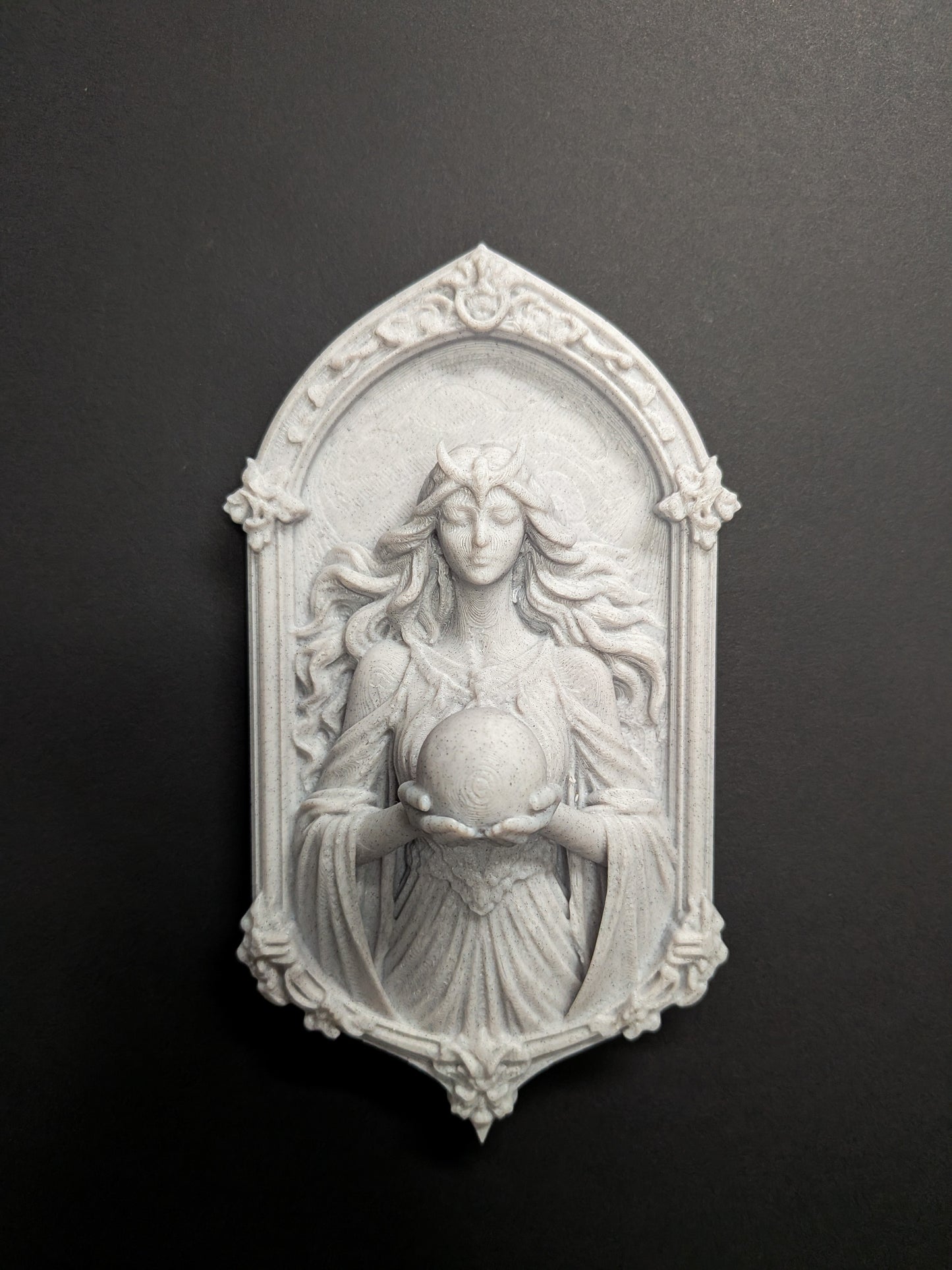 Moon Goddess Wall Relief – Marble Finish Celestial Wall Art