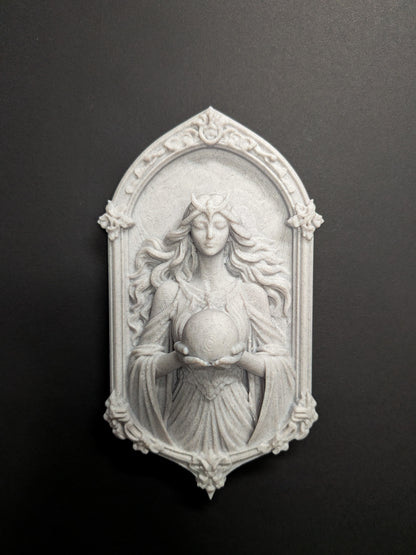 Moon Goddess Wall Relief – Marble Finish Celestial Wall Art