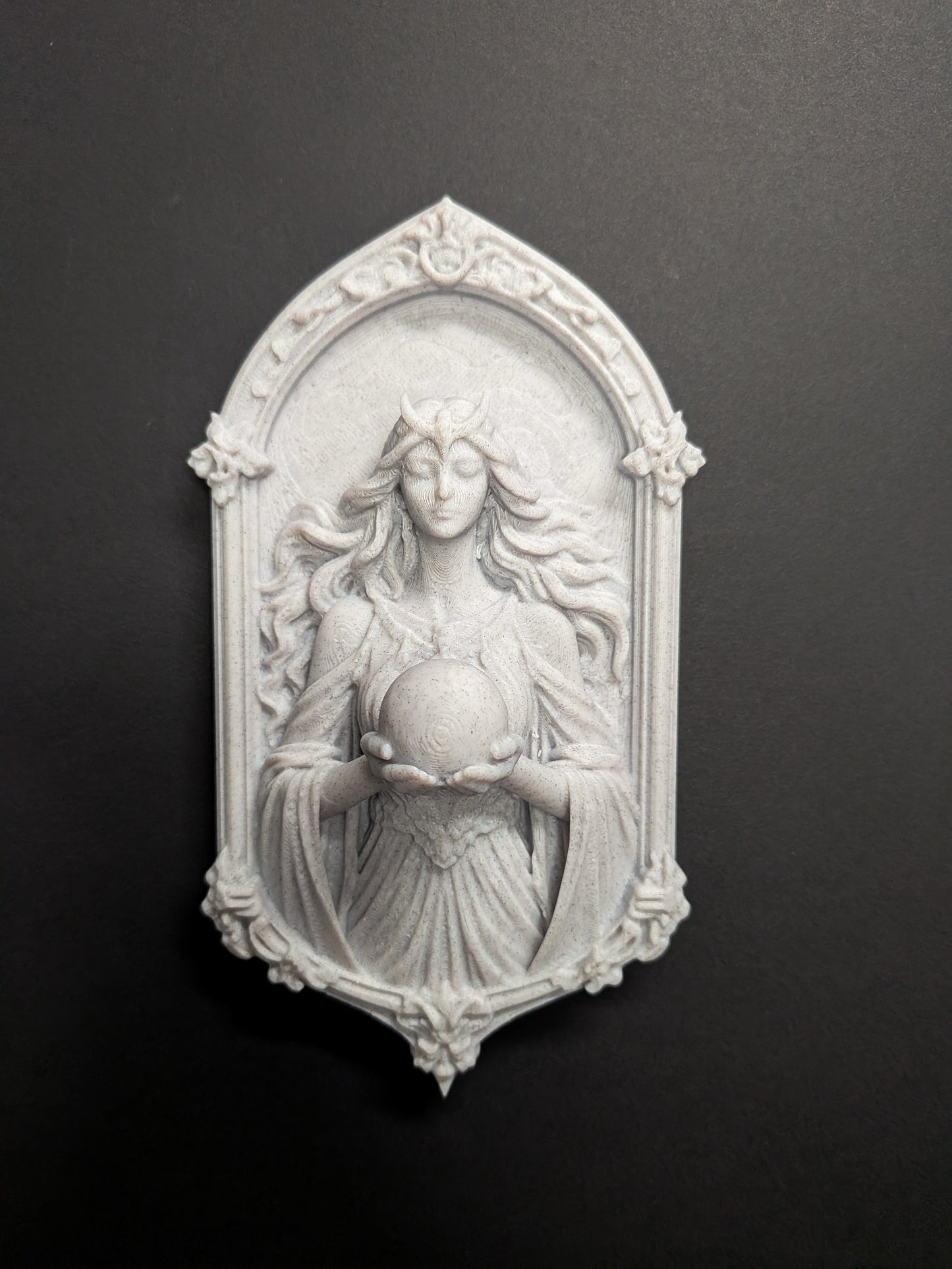 Moon Goddess Wall Relief – Marble Finish Celestial Wall Art