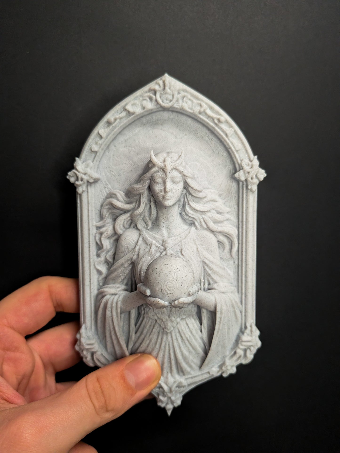 Moon Goddess Wall Relief – Marble Finish Celestial Wall Art