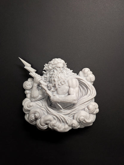 Zeus Wall Art Relief - Marble Style Greek God of Thunder Sculpture