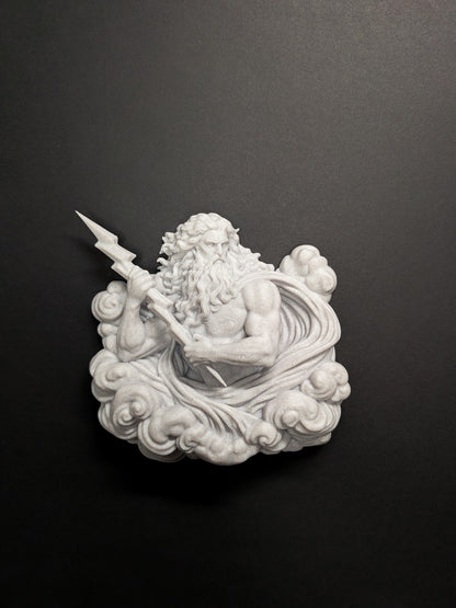 Zeus Wall Art Relief - Marble Style Greek God of Thunder Sculpture