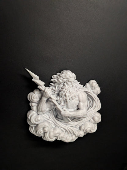 Zeus Wall Art Relief - Marble Style Greek God of Thunder Sculpture