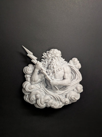 Zeus Wall Art Relief - Marble Style Greek God of Thunder Sculpture