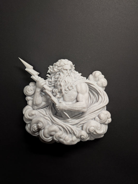 Zeus Wall Art Relief - Marble Style Greek God of Thunder Sculpture
