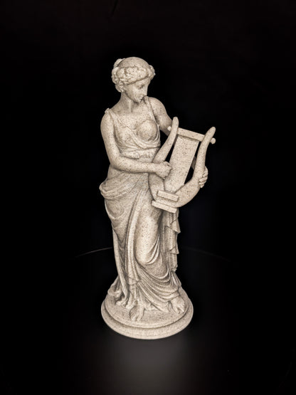 Woman with Harp Statue - Marble Finish Classical Decor