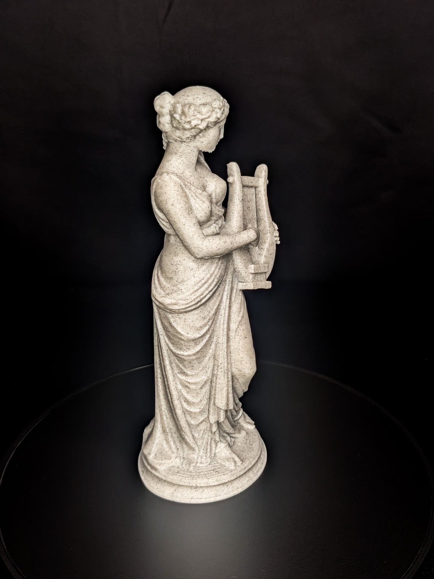 Woman with Harp Statue - Marble Finish Classical Decor