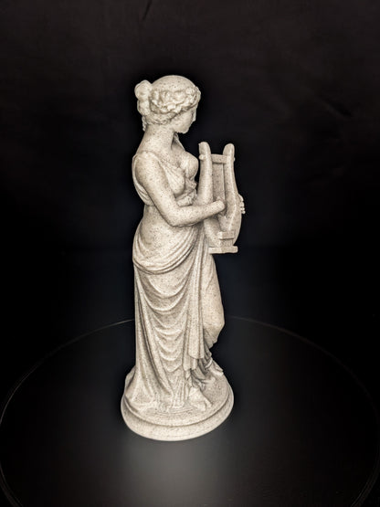 Woman with Harp Statue - Marble Finish Classical Decor
