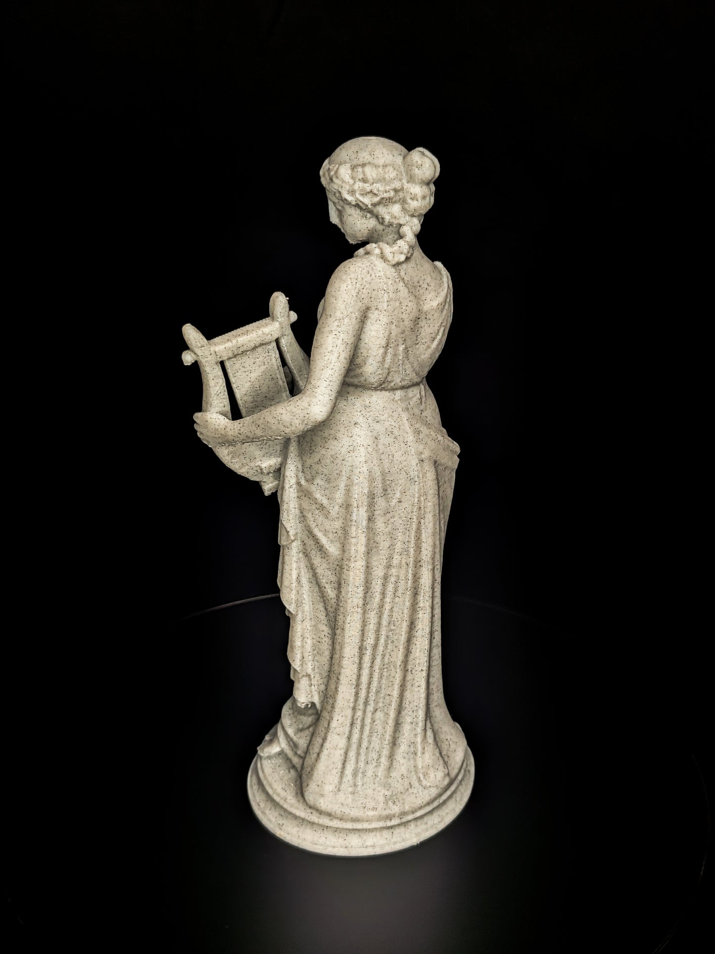 Woman with Harp Statue - Marble Finish Classical Decor