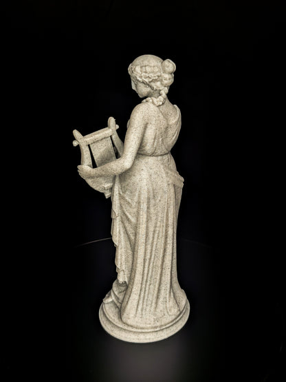 Woman with Harp Statue - Marble Finish Classical Decor