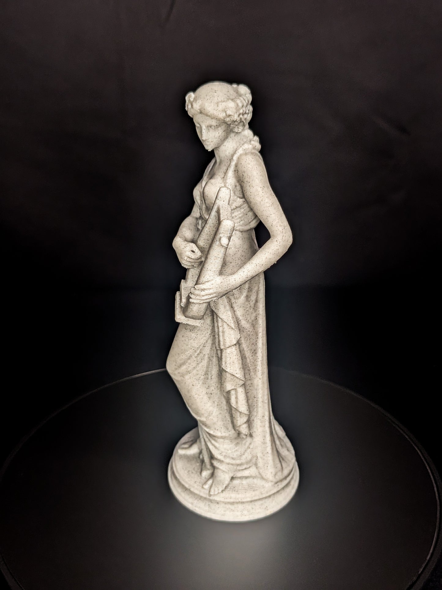 Woman with Harp Statue - Marble Finish Classical Decor