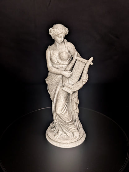 Woman with Harp Statue - Marble Finish Classical Decor